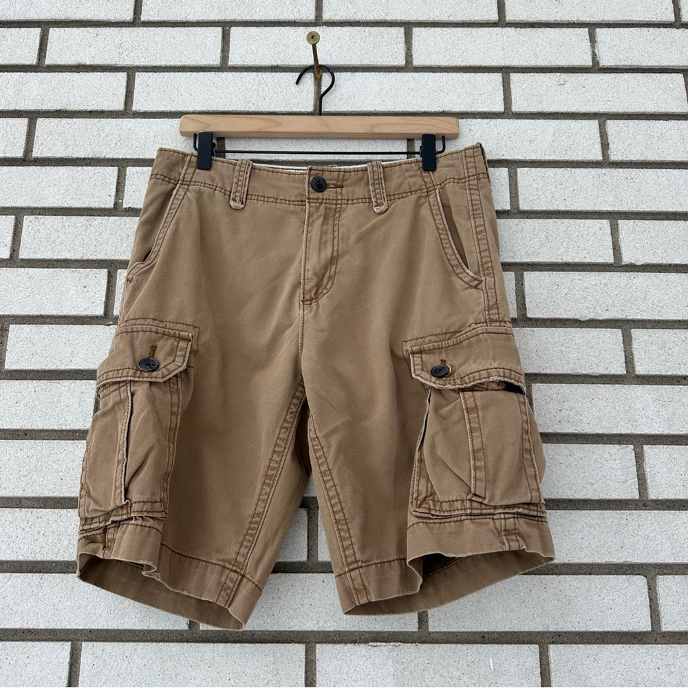 American Eagle Cargo Shorts Khaki Tan Utility Military Cotton Workwear Y2K 30